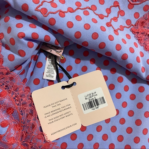 Agent Provocateur Lucie Blue Pink Polka Dot Silk Slip - Picture 6 of 8